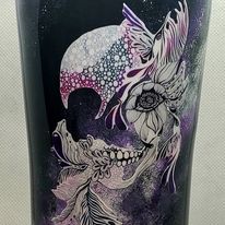 Purple Glitter Skull Tumbler