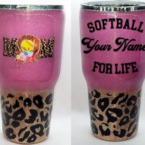 30 oz Leopard Softball Mom Tumbler
