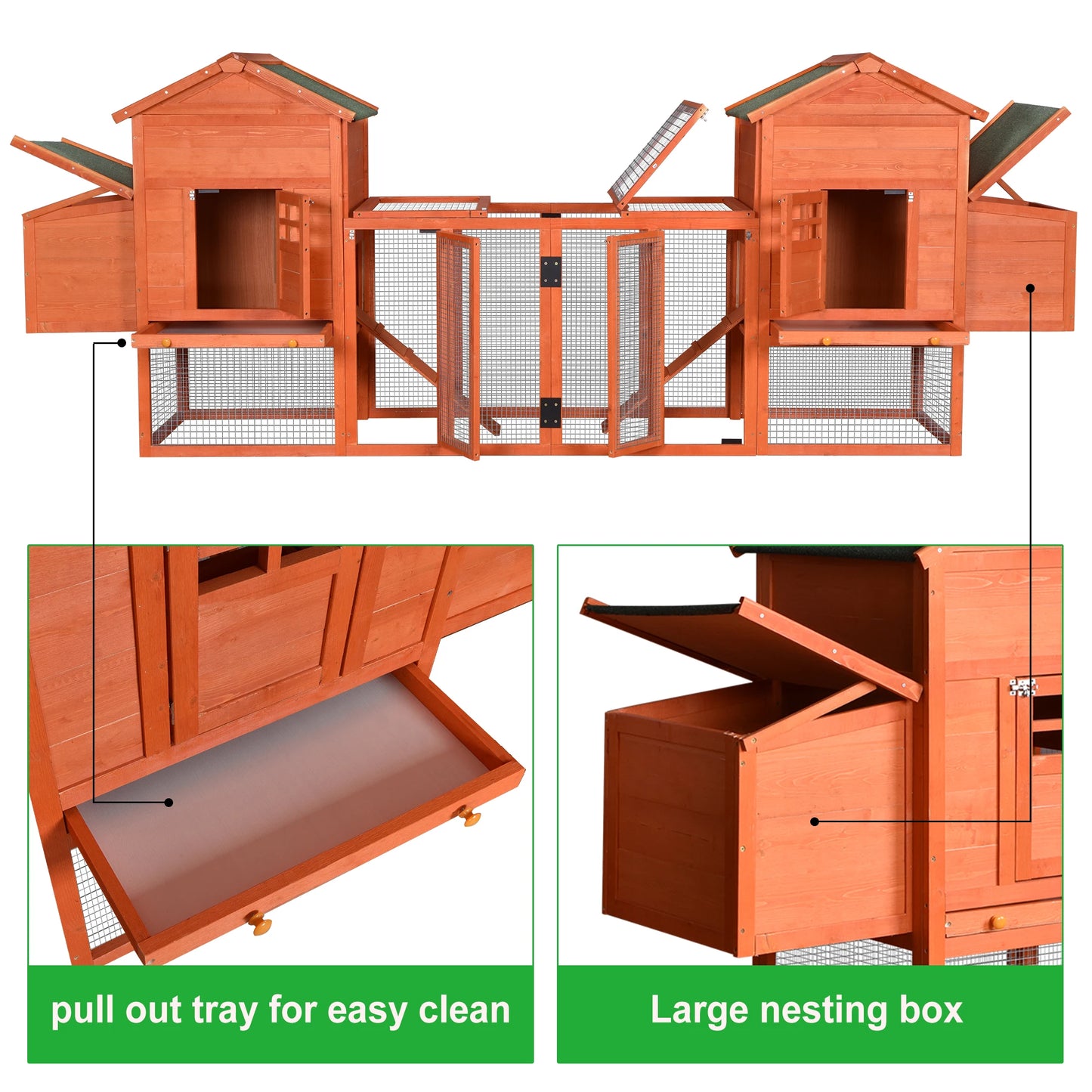 Double Chicken Coop with Run